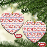 Monstera Tiare Plumeria Lei Pattern Ceramic Ornament Red Version