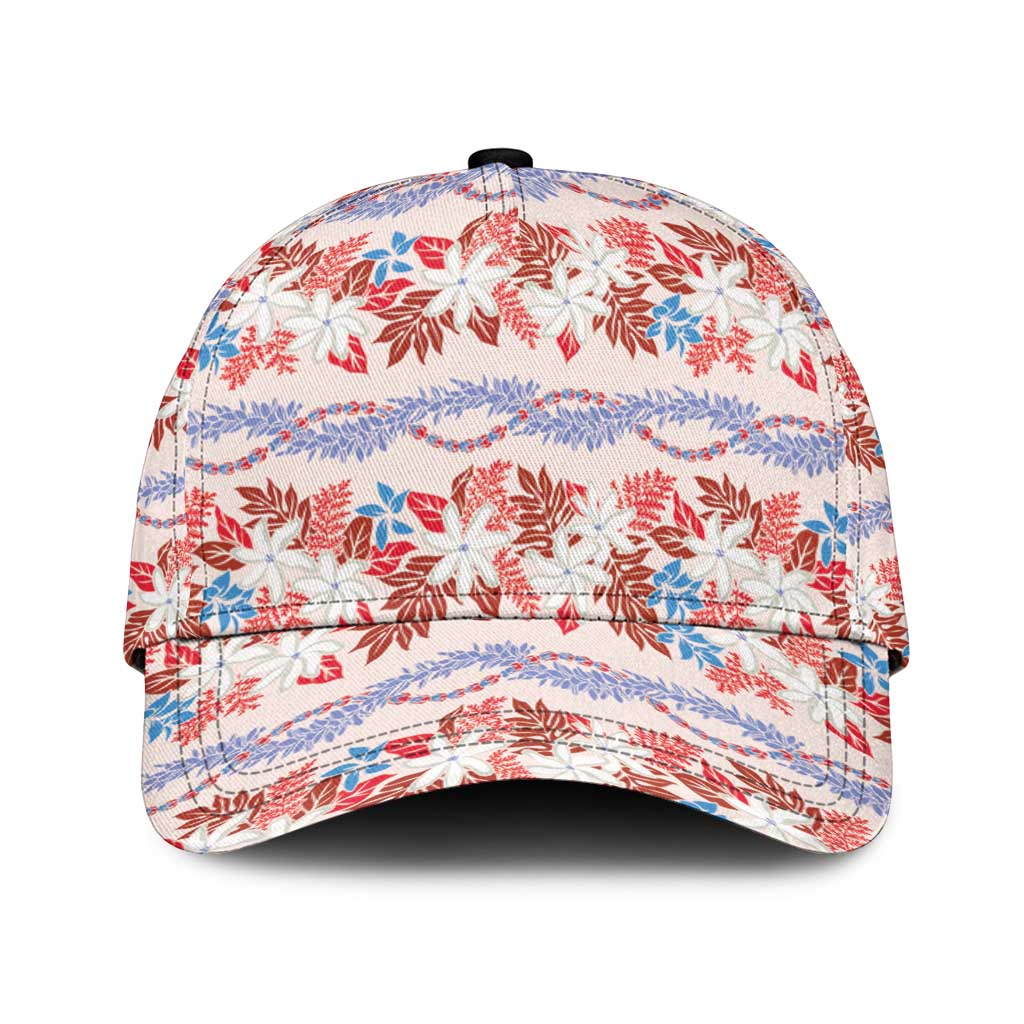Monstera Tiare Plumeria Lei Pattern Classic Cap Red Version LT01 Universal Fit Red - Polynesian Pride