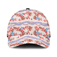 Monstera Tiare Plumeria Lei Pattern Classic Cap Red Version