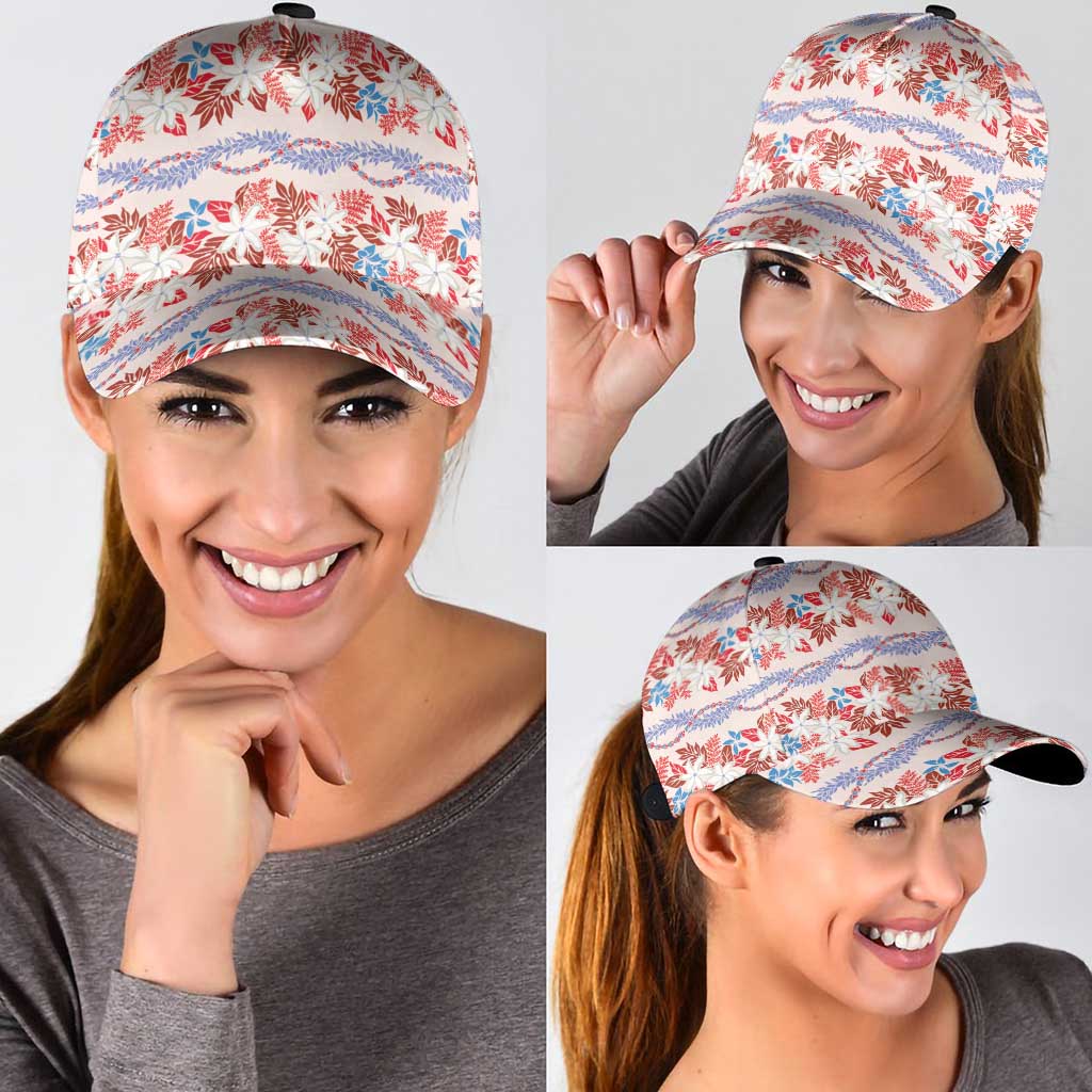 Monstera Tiare Plumeria Lei Pattern Classic Cap Red Version
