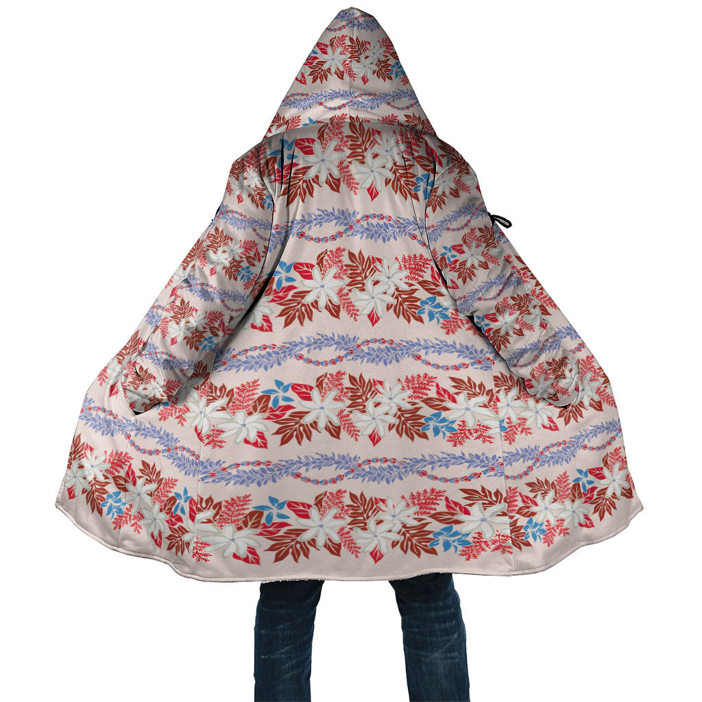 Monstera Tiare Plumeria Lei Pattern Cloak Red Version