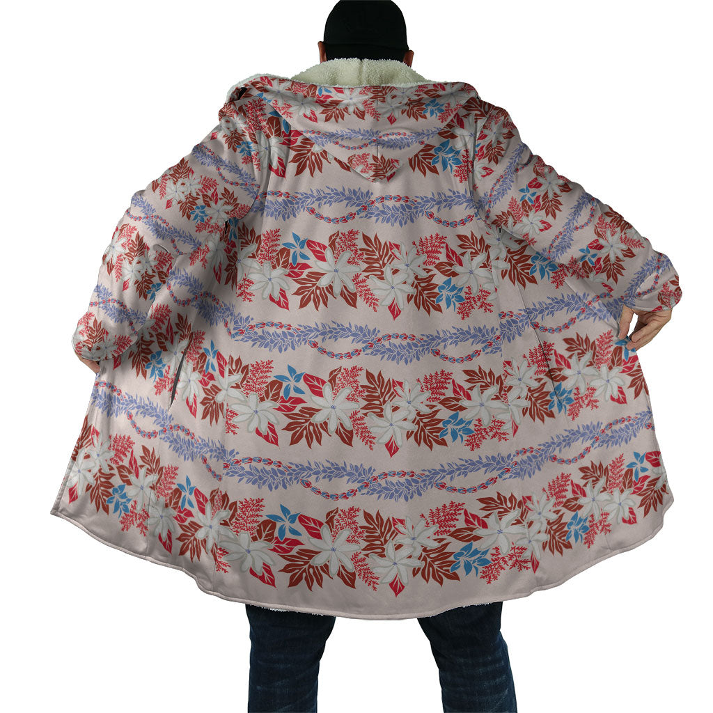 Monstera Tiare Plumeria Lei Pattern Cloak Red Version