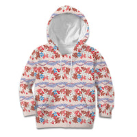 Monstera Tiare Plumeria Lei Pattern Kid Hoodie Red Version