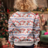 Monstera Tiare Plumeria Lei Pattern Kid Ugly Christmas Sweater Red Version LT01 - Polynesian Pride