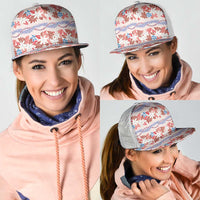 Monstera Tiare Plumeria Lei Pattern Mesh Trucker Cap Red Version