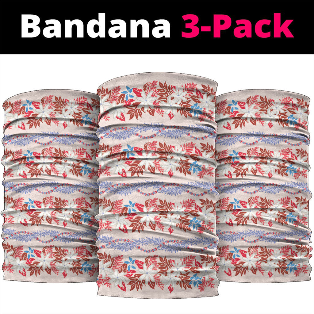 Monstera Tiare Plumeria Lei Pattern Neck Gaiter Red Version LT01 package One Size: 25*50cm Red - Polynesian Pride