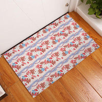 Monstera Tiare Plumeria Lei Pattern Rubber Doormat Red Version LT01 - Polynesian Pride