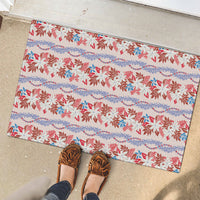 Monstera Tiare Plumeria Lei Pattern Rubber Doormat Red Version LT01 - Polynesian Pride