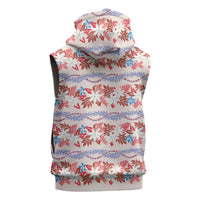 Monstera Tiare Plumeria Lei Pattern Sleeveless Hoodie Red Version LT01 - Polynesian Pride