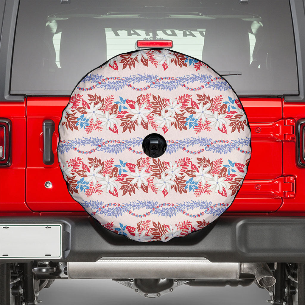 Monstera Tiare Plumeria Lei Pattern Spare Tire Cover Red Version LT01 - Polynesian Pride