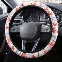 Monstera Tiare Plumeria Lei Pattern Steering Wheel Cover Red Version LT01 - Polynesian Pride