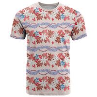 Monstera Tiare Plumeria Lei Pattern T Shirt Red Version LT01 Red - Polynesian Pride