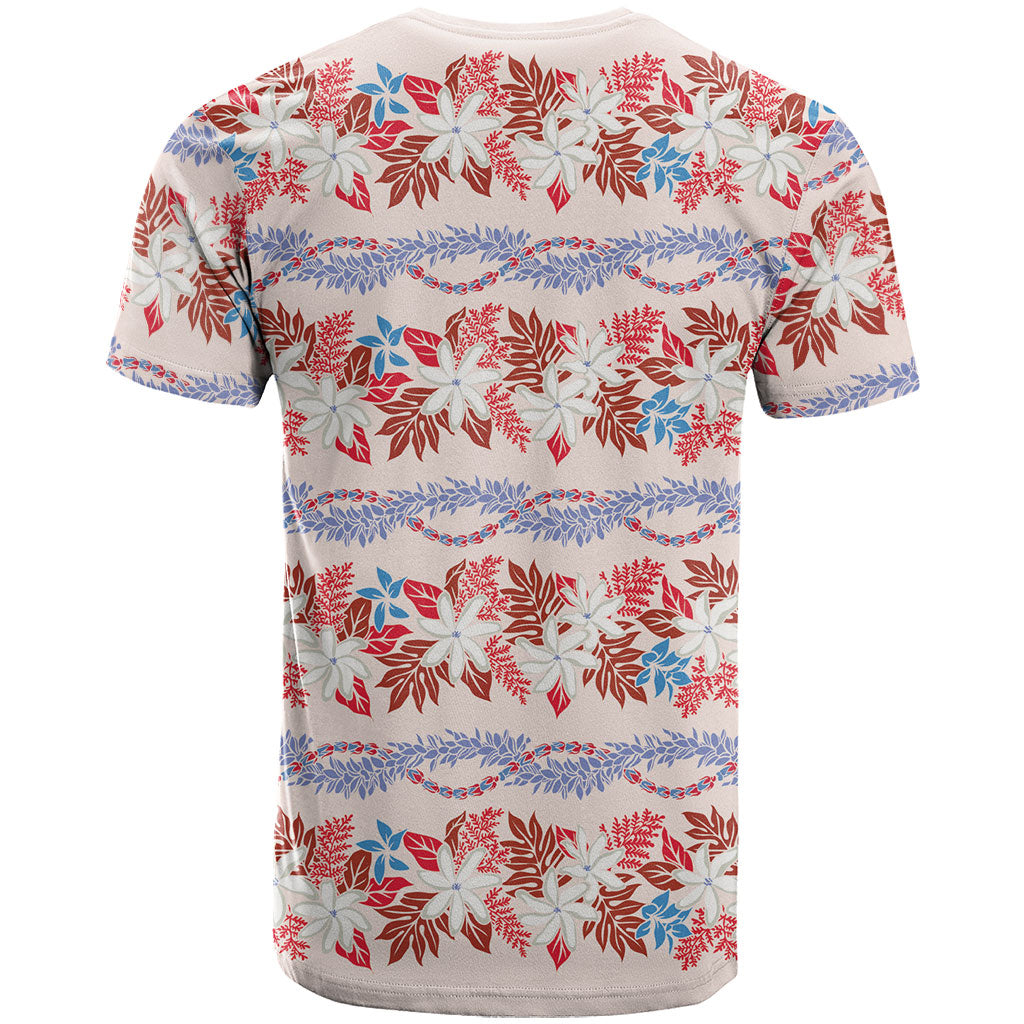 Monstera Tiare Plumeria Lei Pattern T Shirt Red Version LT01 - Polynesian Pride