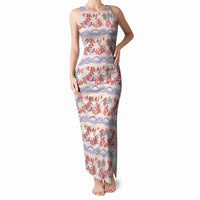 Monstera Tiare Plumeria Lei Pattern Tank Maxi Dress Red Version LT01 Women Red - Polynesian Pride