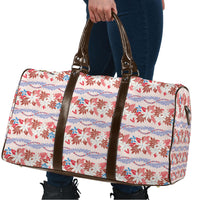 Monstera Tiare Plumeria Lei Pattern Travel Bag Red Version