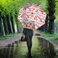 Monstera Tiare Plumeria Lei Pattern Umbrella Red Version LT01 - Polynesian Pride
