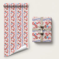 Monstera Tiare Plumeria Lei Pattern Wrapping Paper Red Version