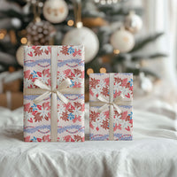 Monstera Tiare Plumeria Lei Pattern Wrapping Paper Red Version
