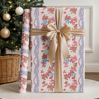 Monstera Tiare Plumeria Lei Pattern Wrapping Paper Red Version