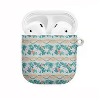 Monstera Tiare Plumeria Lei Pattern AirPods Case Teal Version LT01 Teal - Polynesian Pride