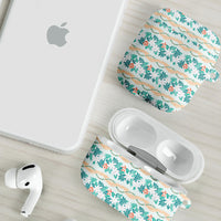 Monstera Tiare Plumeria Lei Pattern AirPods Case Teal Version LT01 - Polynesian Pride