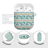 Monstera Tiare Plumeria Lei Pattern AirPods Case Teal Version LT01 - Polynesian Pride