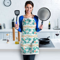Monstera Tiare Plumeria Lei Pattern Apron Teal Version LT01 - Polynesian Pride