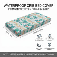 Monstera Tiare Plumeria Lei Pattern Baby Bed Cover Teal Version LT01 - Polynesian Pride