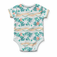 Monstera Tiare Plumeria Lei Pattern Baby Onesie Teal Version LT01 - Polynesian Pride