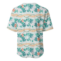 Monstera Tiare Plumeria Lei Pattern Baseball Jersey Teal Version LT01 - Polynesian Pride