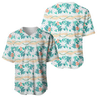 Monstera Tiare Plumeria Lei Pattern Baseball Jersey Teal Version LT01 - Polynesian Pride
