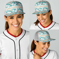 Monstera Tiare Plumeria Lei Pattern Baseball Net Cap Teal Version