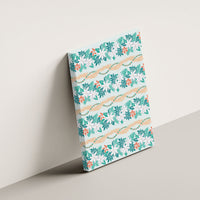 Monstera Tiare Plumeria Lei Pattern Canvas Wall Art Teal Version LT01 - Polynesian Pride