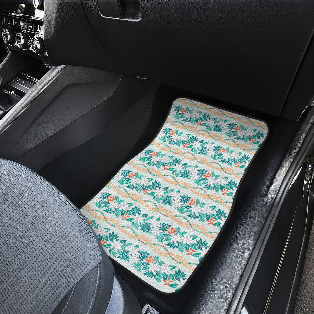 Monstera Tiare Plumeria Lei Pattern Car Mats Teal Version LT01 - Polynesian Pride