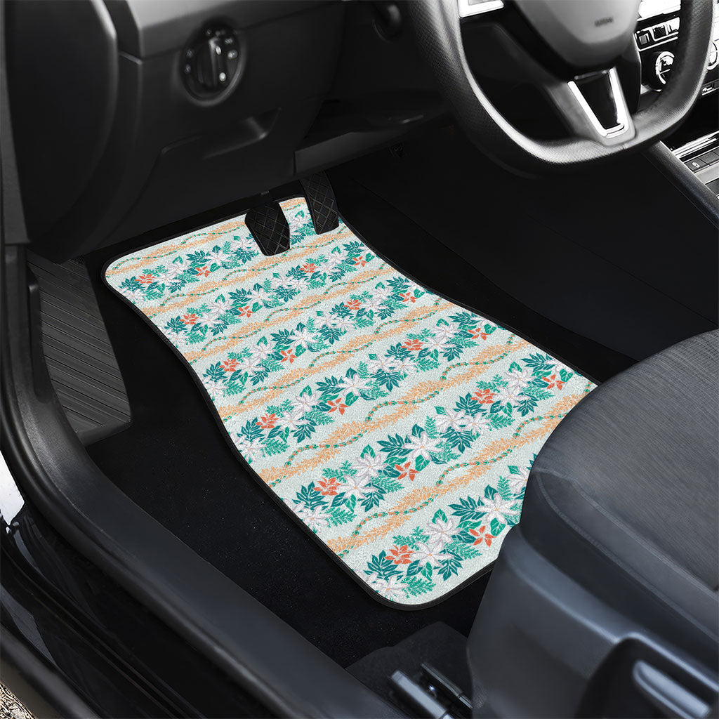 Monstera Tiare Plumeria Lei Pattern Car Mats Teal Version LT01 - Polynesian Pride