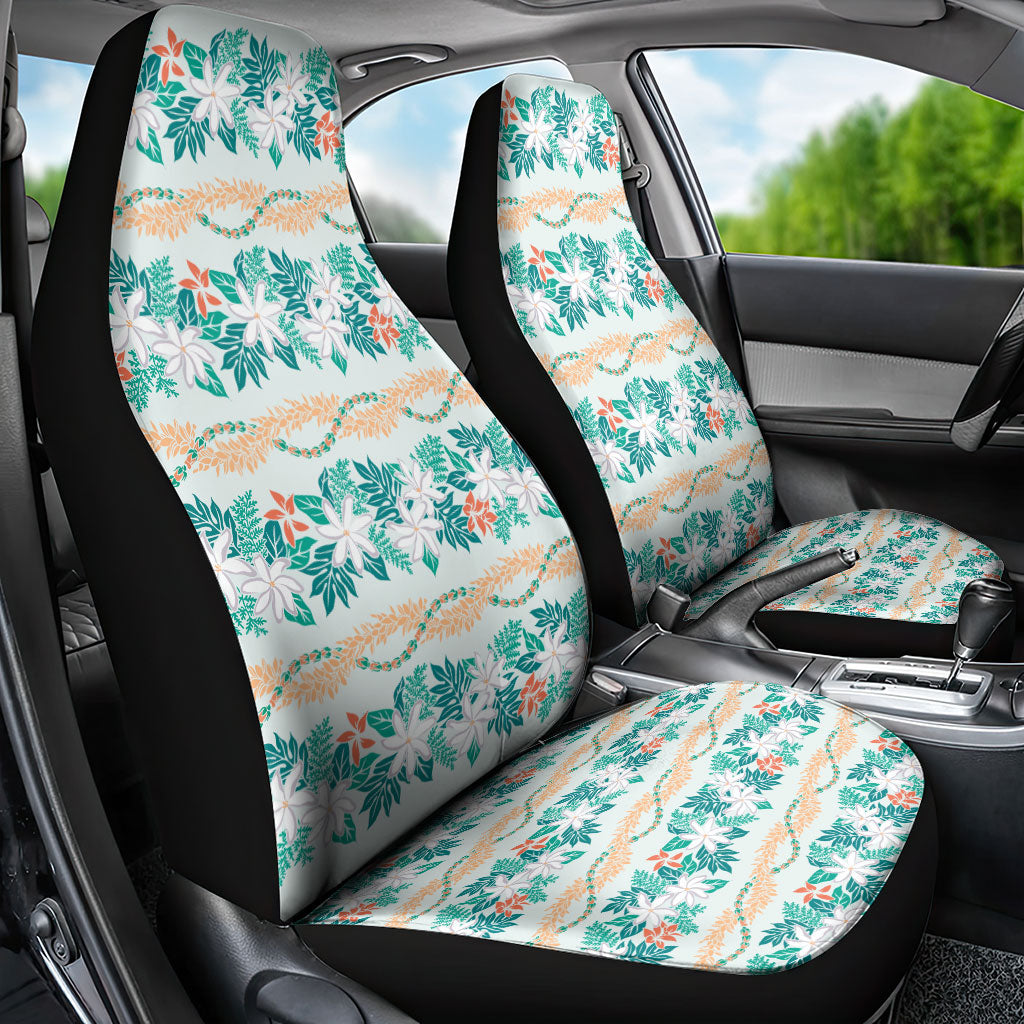 Monstera Tiare Plumeria Lei Pattern Car Seat Cover Teal Version LT01 - Polynesian Pride