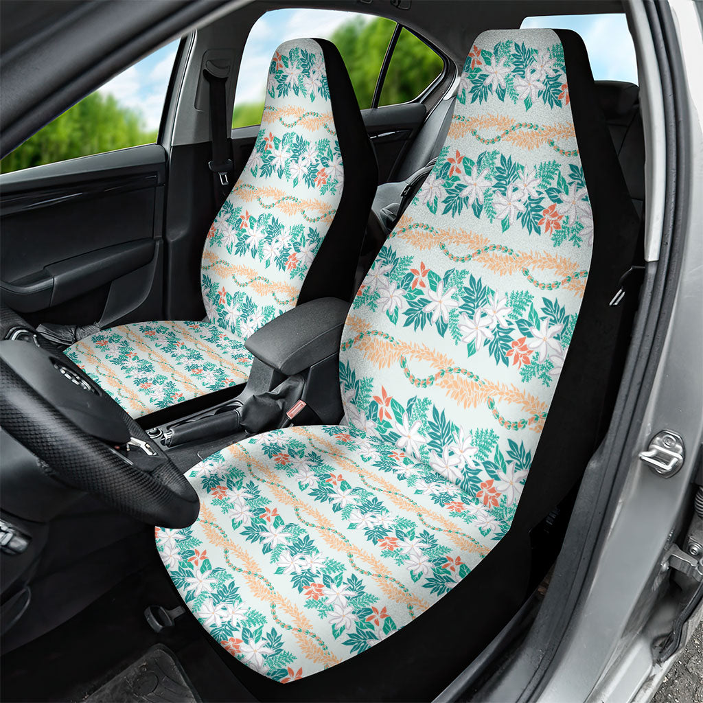 Monstera Tiare Plumeria Lei Pattern Car Seat Cover Teal Version LT01 - Polynesian Pride