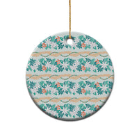 Monstera Tiare Plumeria Lei Pattern Ceramic Ornament Teal Version LT01 - Polynesian Pride