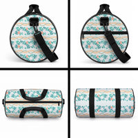 Monstera Tiare Plumeria Lei Pattern Duffle Bag Teal Version LT01 - Polynesian Pride
