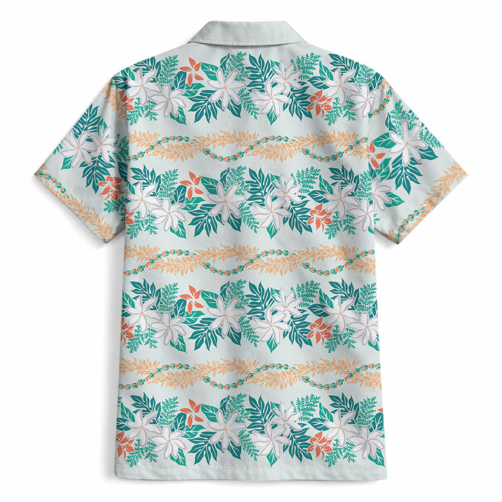 Monstera Tiare Plumeria Lei Pattern Hawaiian Shirt Teal Version LT01 - Polynesian Pride