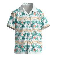 Monstera Tiare Plumeria Lei Pattern Kid Hawaiian Shirt Teal Version