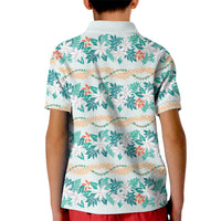 Monstera Tiare Plumeria Lei Pattern Kid Polo Shirt Teal Version LT01 - Polynesian Pride