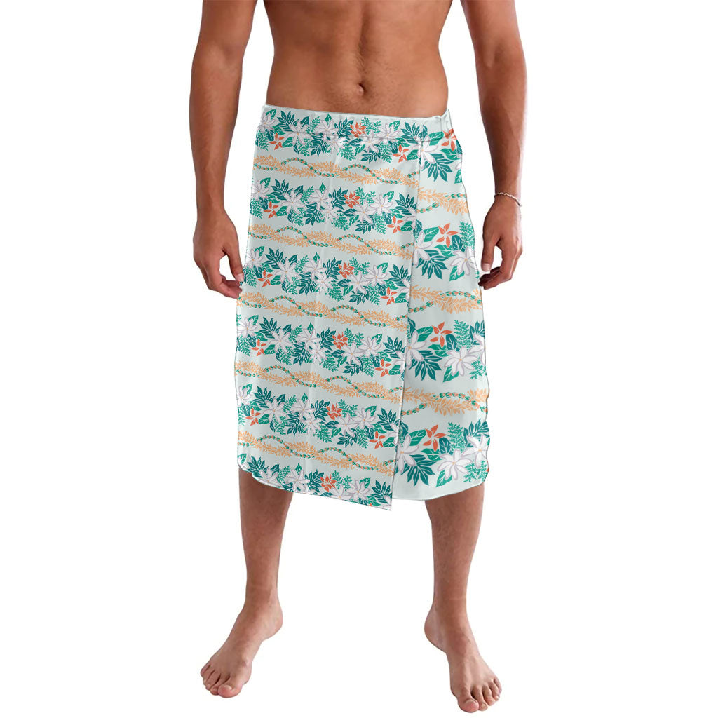 Monstera Tiare Plumeria Lei Pattern Lavalava Teal Version LT01 Teal - Polynesian Pride