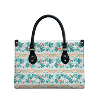 Monstera Tiare Plumeria Lei Pattern Leather Bag Teal Version LT01 - Polynesian Pride