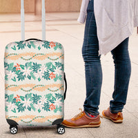 Monstera Tiare Plumeria Lei Pattern Luggage Cover Teal Version LT01 Teal - Polynesian Pride