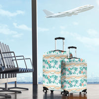 Monstera Tiare Plumeria Lei Pattern Luggage Cover Teal Version LT01 - Polynesian Pride