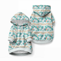 Monstera Tiare Plumeria Lei Pattern Pet Hoodie Teal Version