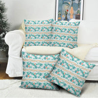 Monstera Tiare Plumeria Lei Pattern Pillow Cover Teal Version LT01 - Polynesian Pride