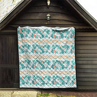 Monstera Tiare Plumeria Lei Pattern Quilt Teal Version LT01 - Polynesian Pride