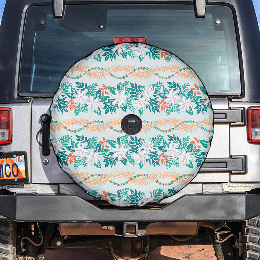 Monstera Tiare Plumeria Lei Pattern Spare Tire Cover Teal Version LT01 Teal - Polynesian Pride